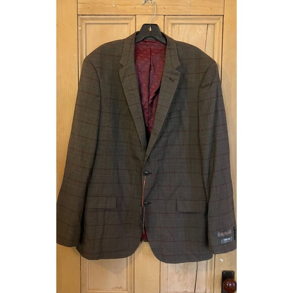 Ben Sherman Mens Bexley Plaid Check Autumn Blazer Jacket Size 46L Brown FA NWT - Picture 2 of 12
